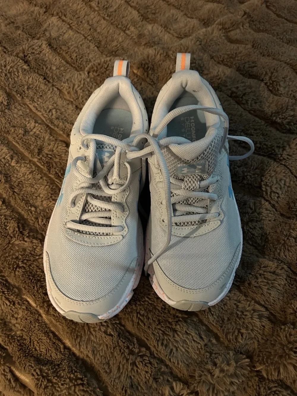 Under Armour Kids White Sneakers with Orange Accent - Picture 2 of 6